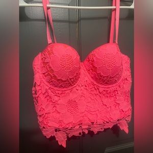 Corset o Bustier, size M , Pink neon (color)
